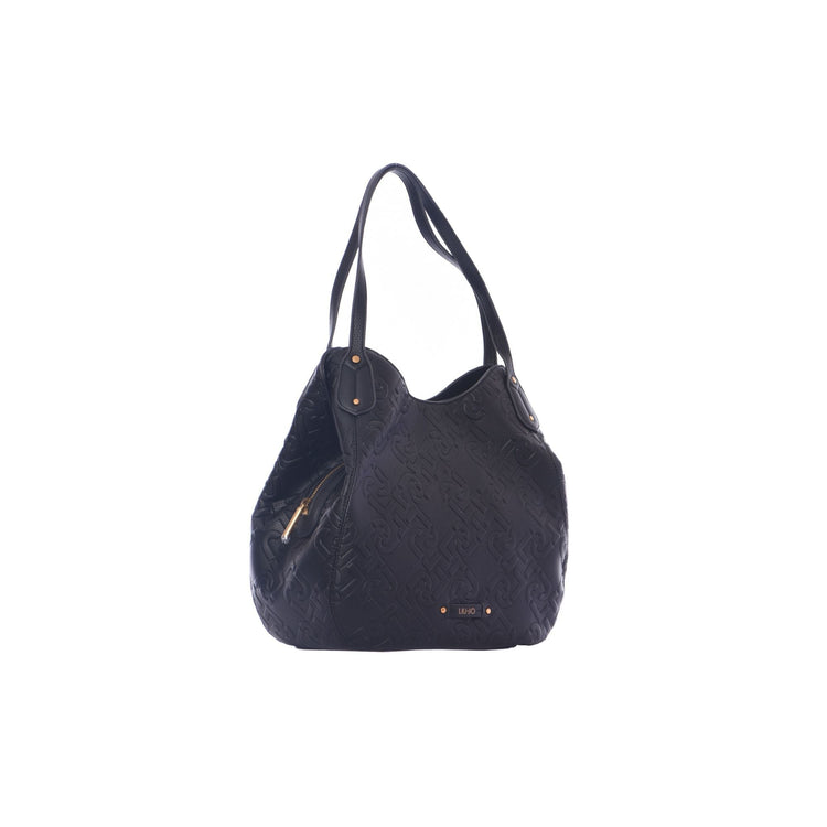 Women's bag with leather inserts and all-over logo