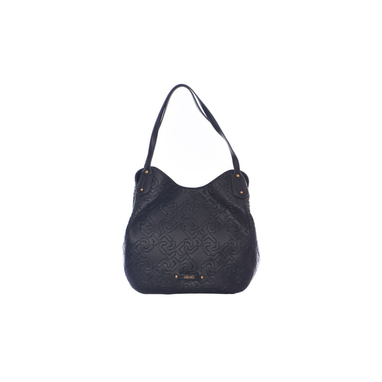 Women's bag with leather inserts and all-over logo