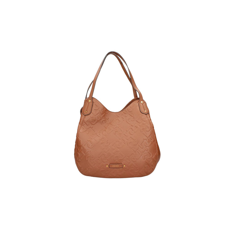 Women's bag with leather inserts and all-over logo