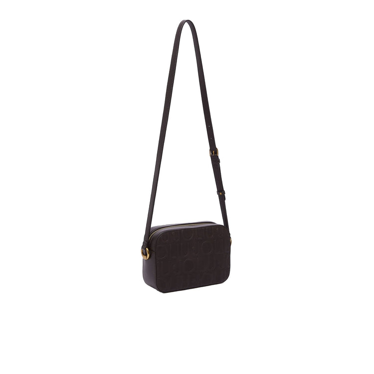 Borsa Donna stampa logo debossed marrone scuro retro