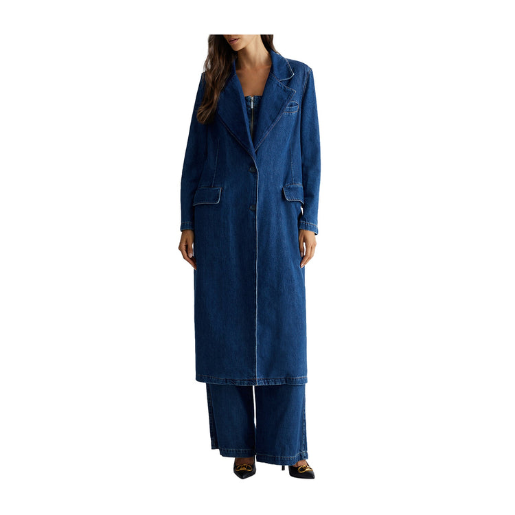 Manteau long femme en denim