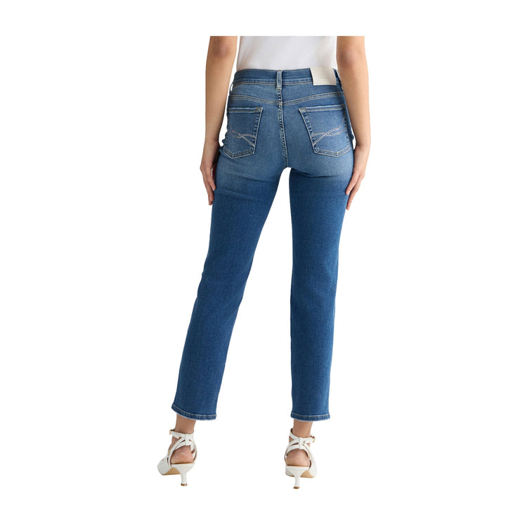 Jeans Donna dal fit slim, con tasche decorate con strass