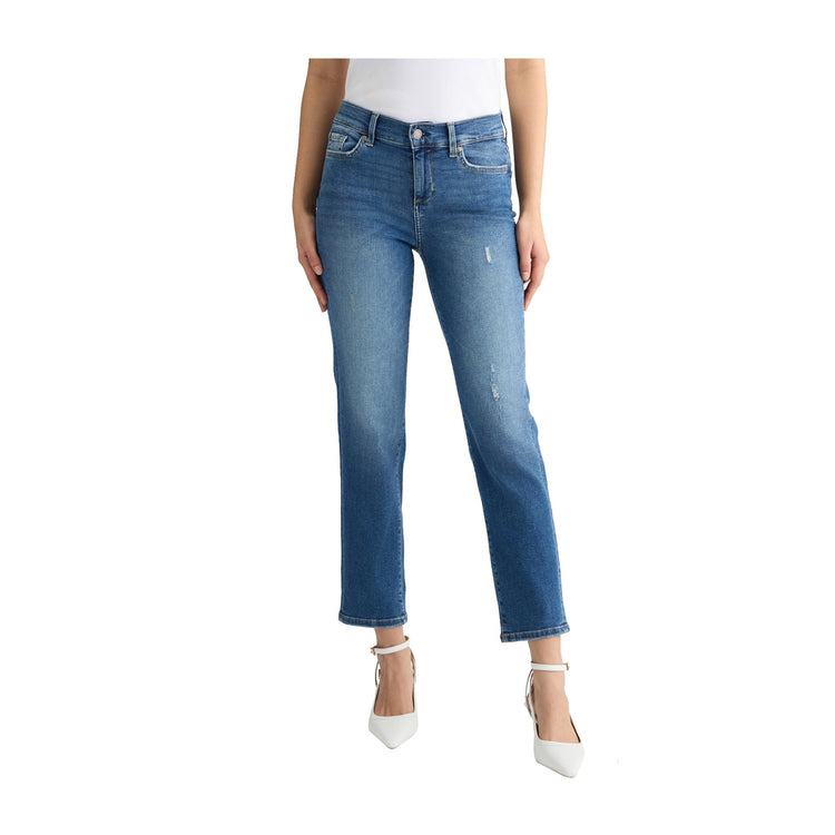 Jeans Donna dal fit slim, con tasche decorate con strass