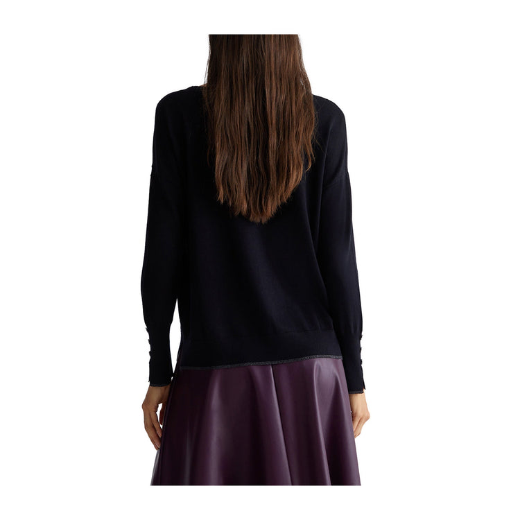 Pull femme vert avec empiècements lurex