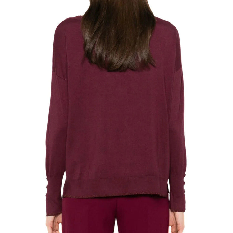 Pull femme vert avec empiècements lurex