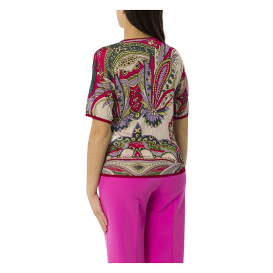 Maglia Donna con fantasia multicolore modella retro