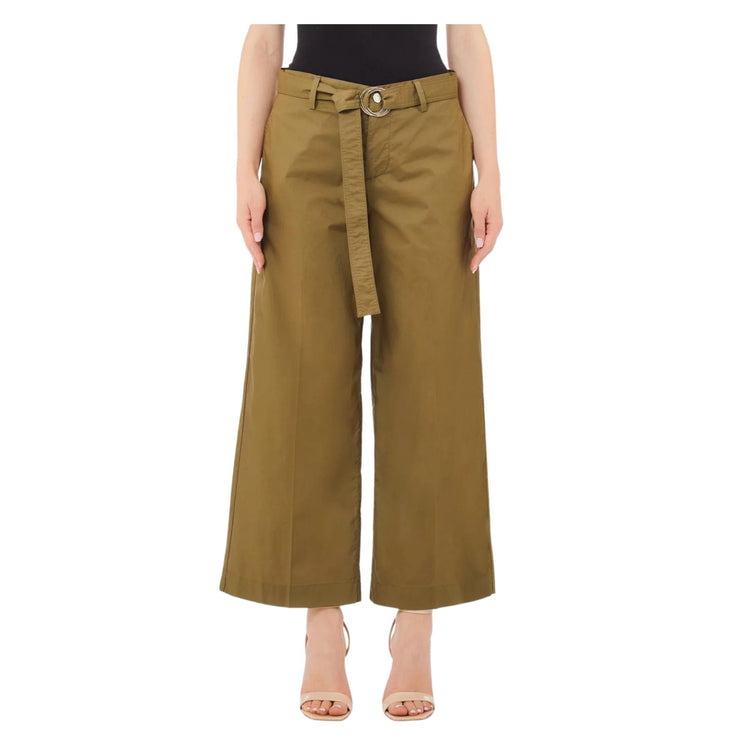 Pantalone Donna cropped Belt Verde modella frontale