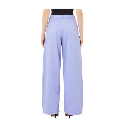 Pantalone Donna Flare Tencel Lilla modella retro