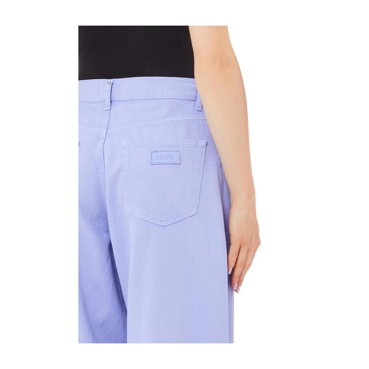 Pantalone Donna Flare Tencel Lilla dettaglio retro ravvicinato