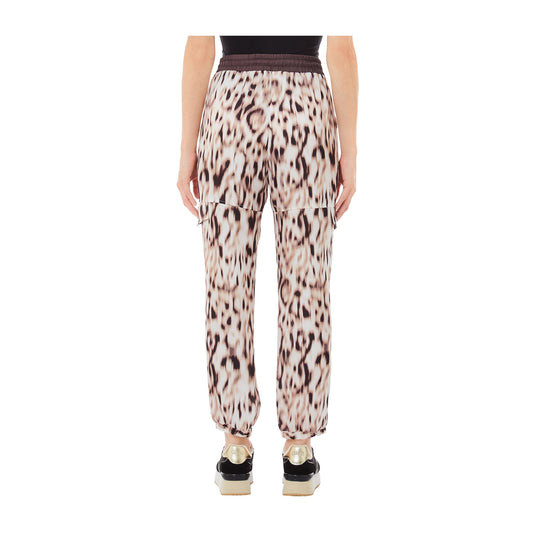 Pantaloni Donna joggers in raso stampato modella retro