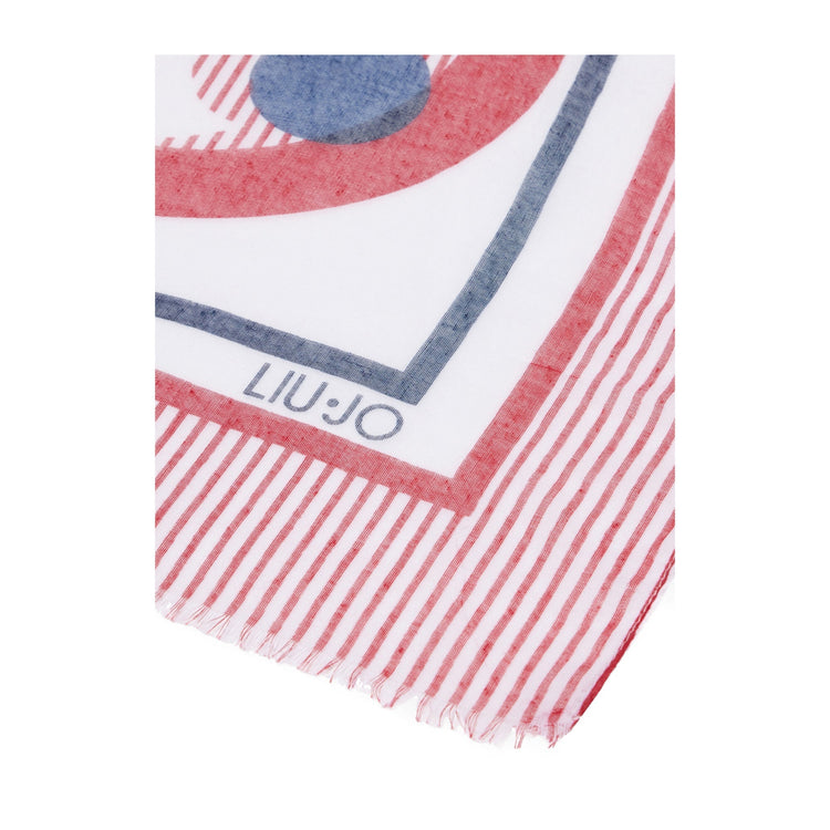 Foulard Donna Mix Print Rosso/Bianco/Blu dettaglio