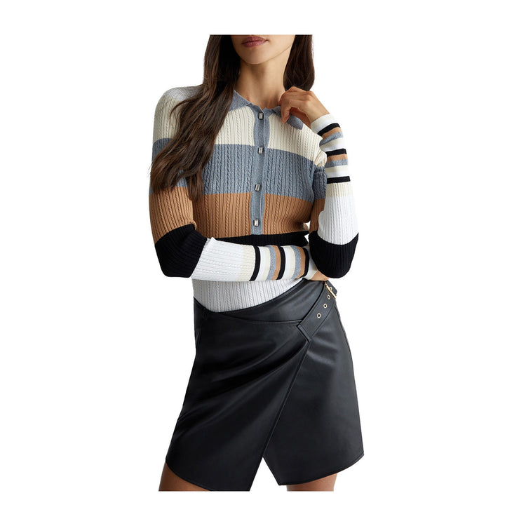 Pull femme rayé à col polo