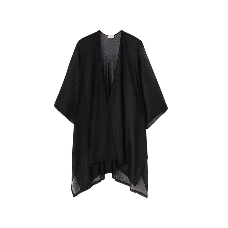 Poncho Donna in maglia maniche 3/4 Nero