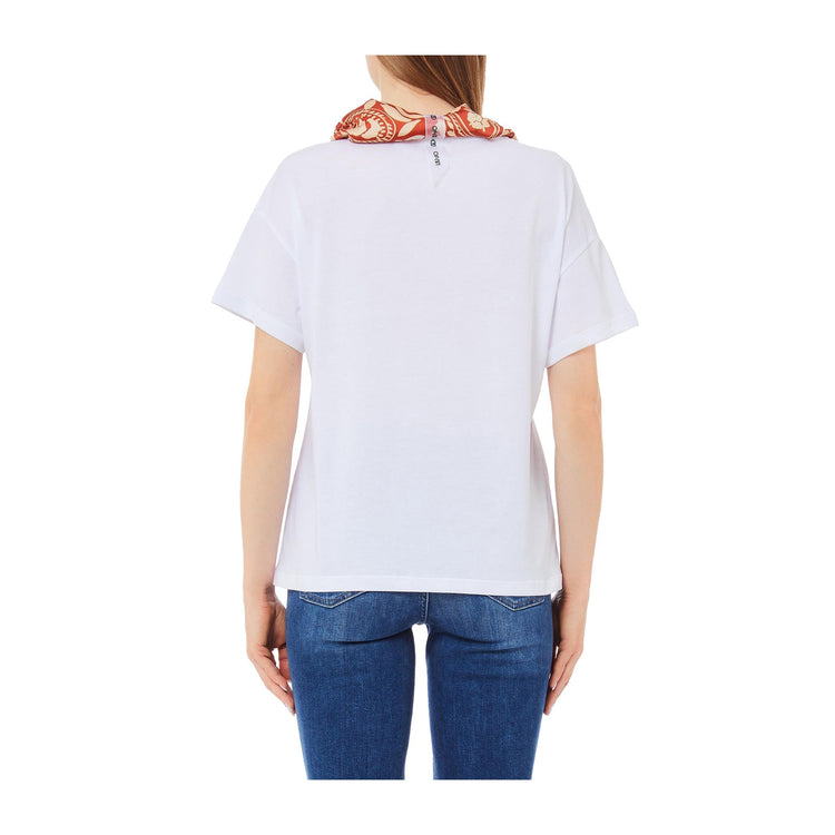 T-shirt Donna con foulard decorativo e scollatura girocollo