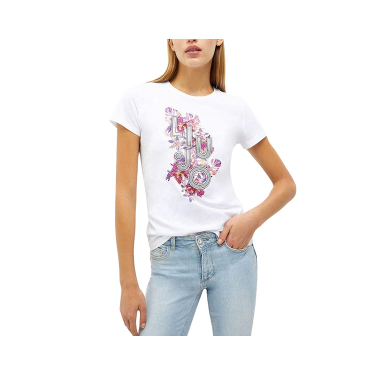 T-shirt femme avec strass et logo