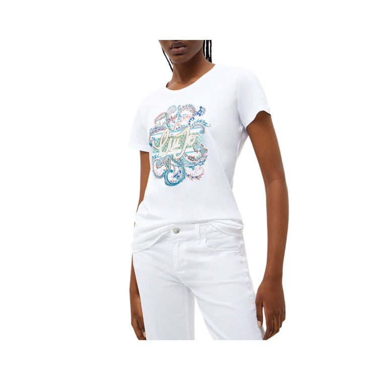 T-shirt femme avec strass et logo