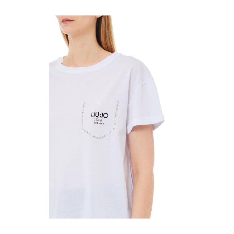 Women's White T-Shirt with Fake Pocket