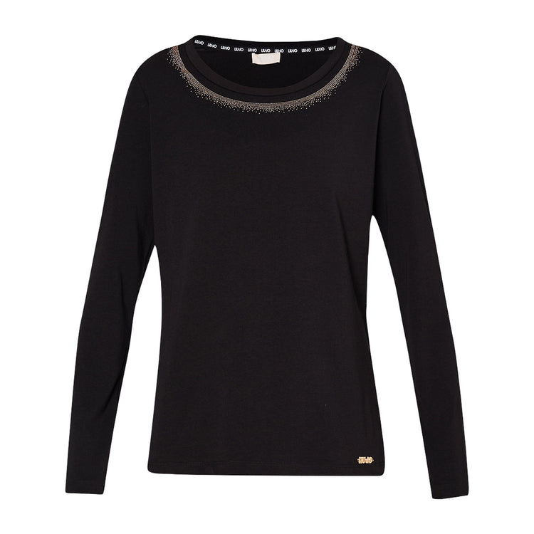 Women's Crew Neck T-Shirt with Rhinestones