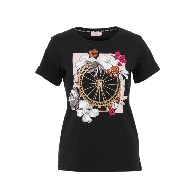 T-shirt Donna in cotone con stampa floreale