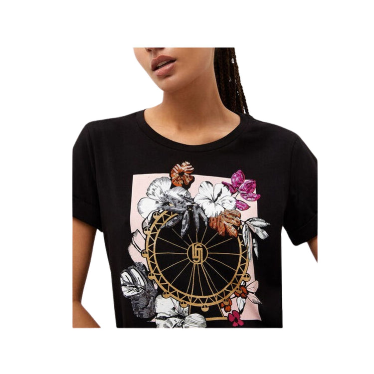 T-shirt Donna in cotone con stampa floreale