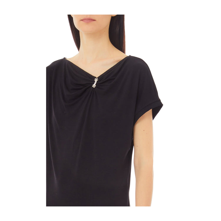 T-shirt Donna scollo con dettaglio gioiello dettaglio