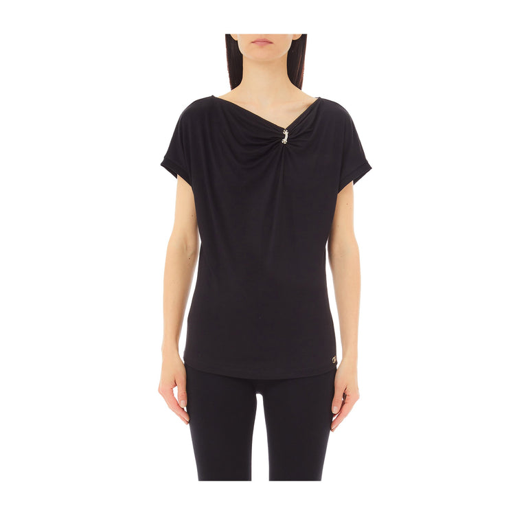 T-shirt Donna scollo con dettaglio gioiello
