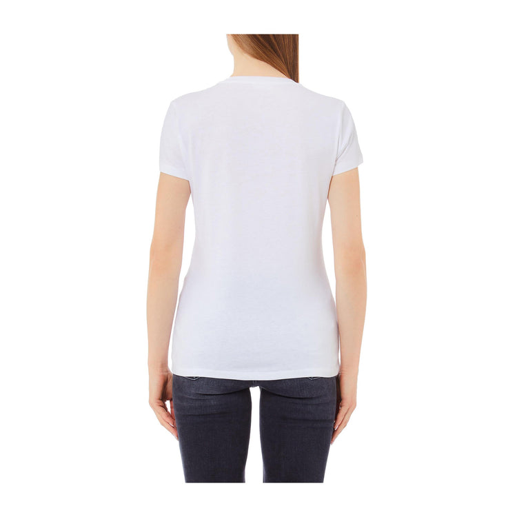 T-shirt Donna a tinta unita, con maxi stampa logo verde a contrasto