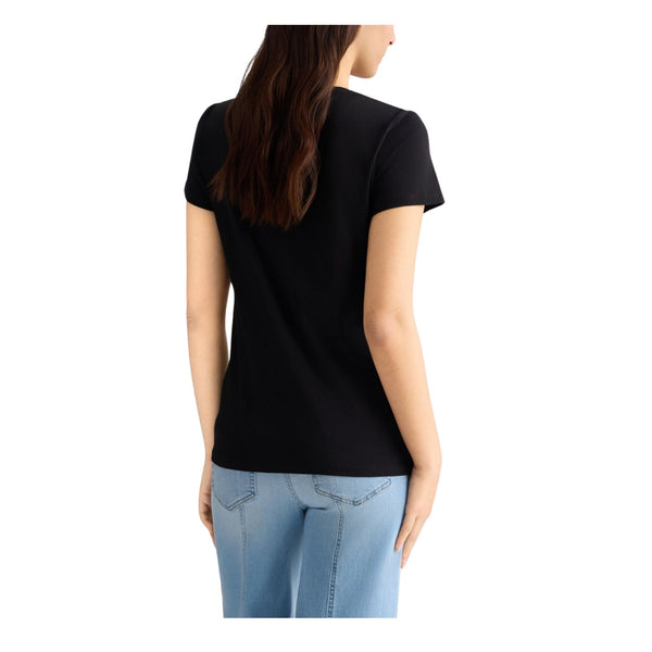 T-shirt Nera da Donna slim fit con stampa modella retro