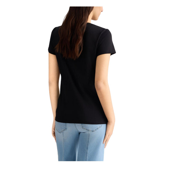 T-shirt Nera da Donna slim fit con stampa modella retro