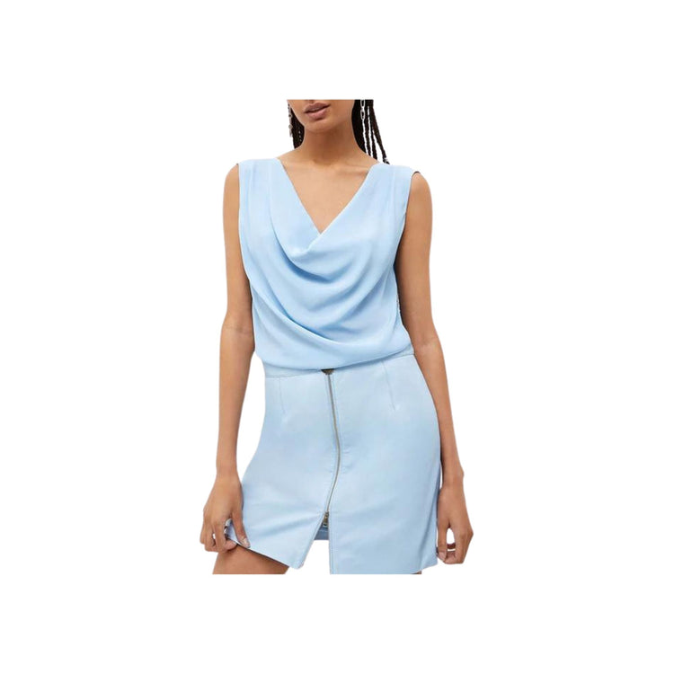 Top femme uni à col V