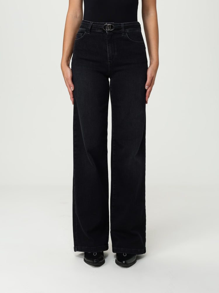 Jeans Donna con cintura sur ton Nero