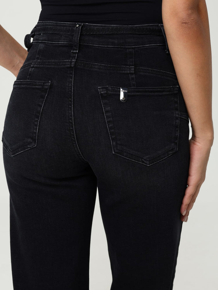 Jeans Donna con cintura sur ton Nero