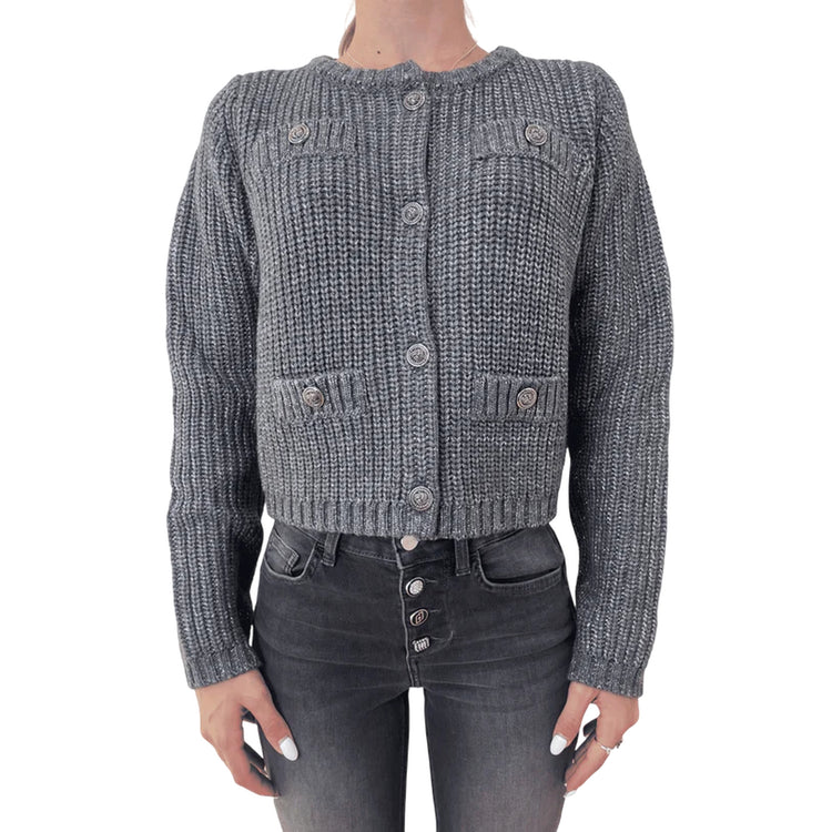 Cardigan Donna con bottoni gioiello Grigio