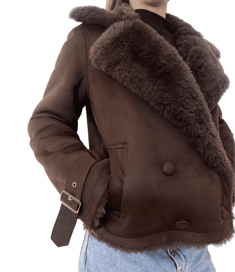 Liu Jo giubbino imbottito in pelliccia marrone donna