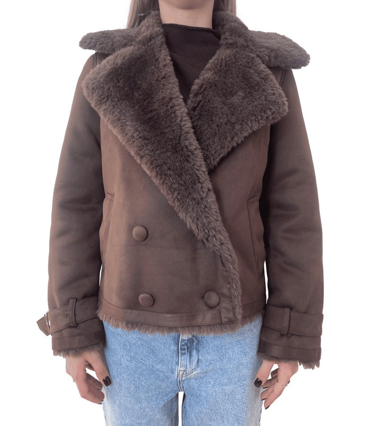 Liu Jo giubbino imbottito in pelliccia marrone donna