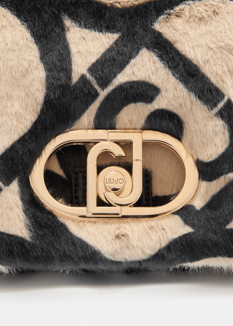 Liujo Borsa Media Pelliccia Sintetica Logo Donna