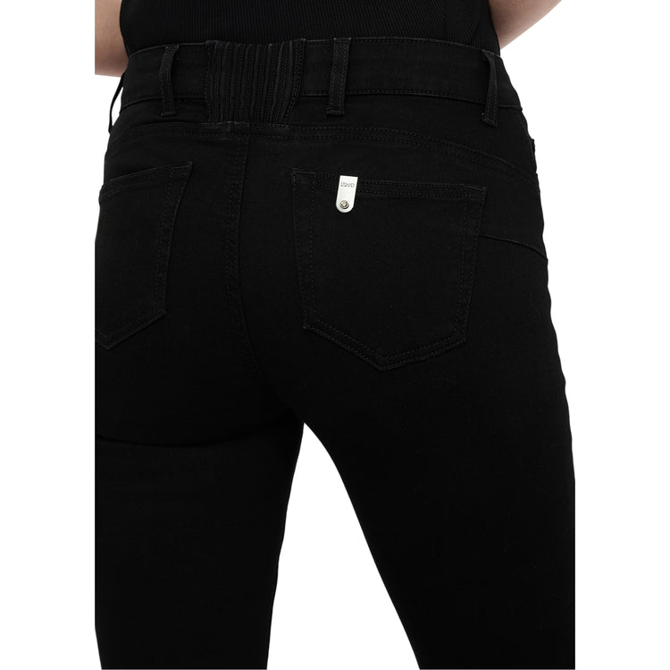 Jeans Flare Donna in denim nero dettaglio retro