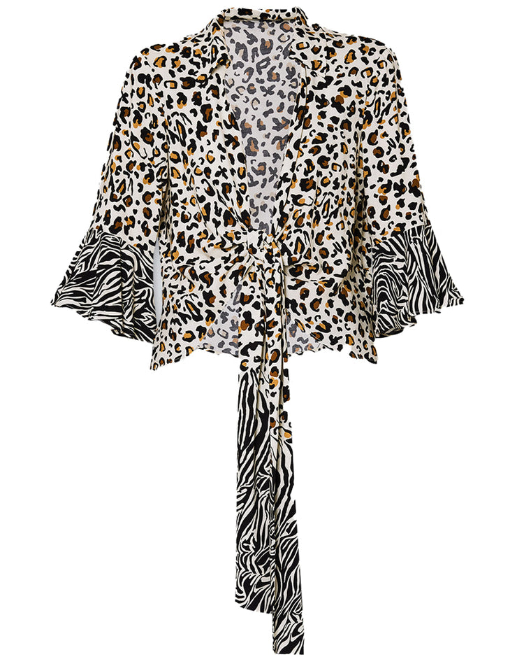 Blusa animalier ecosostenibile donna - Macula fondo bianco