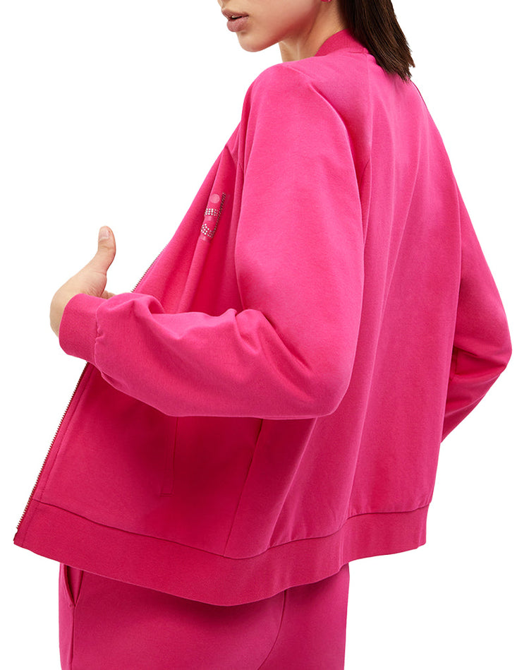 Felpa ecosostenibile con zip - Fuxia