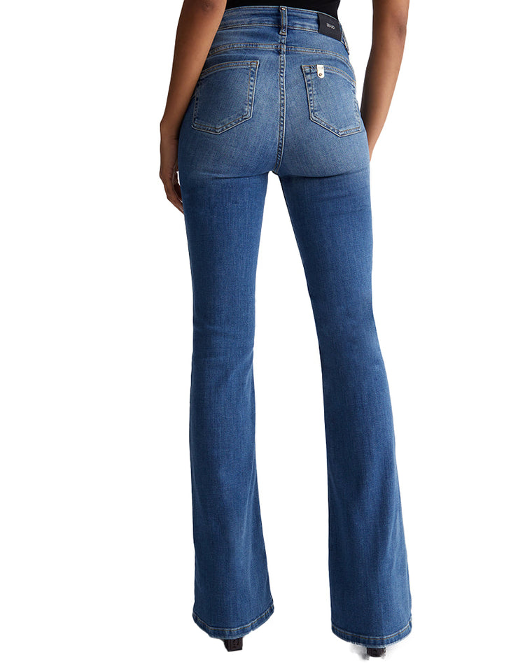JEAN FLARE TAILLE HAUTE - DENIM BLEU FONCÉ