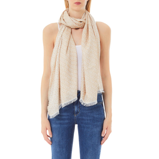 Stola Donna beige con logo monogram tono su tono