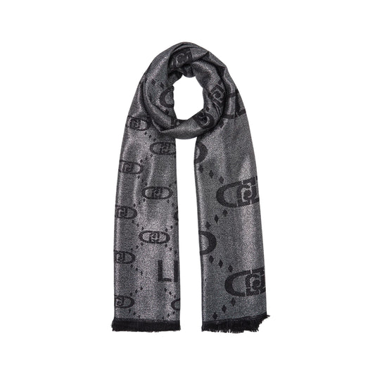 Foulard Donna grigio con logo all over modella frontale
