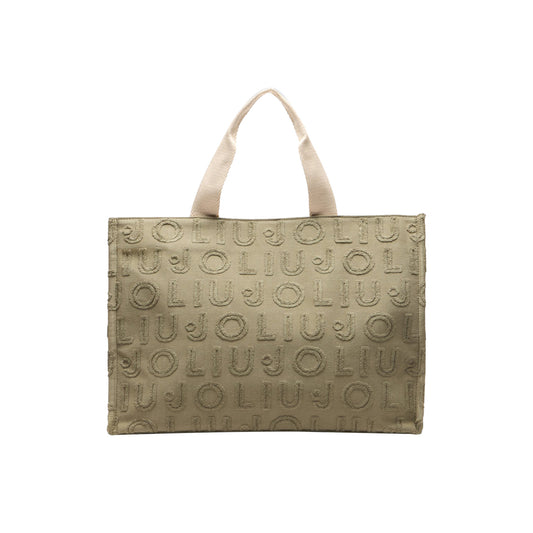 Borsa Donna tote logo jacquard Verde militare