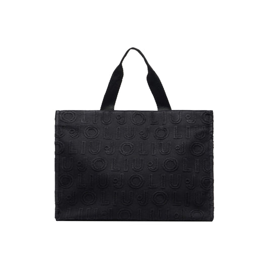Borsa Donna tote logo jacquard Nero
