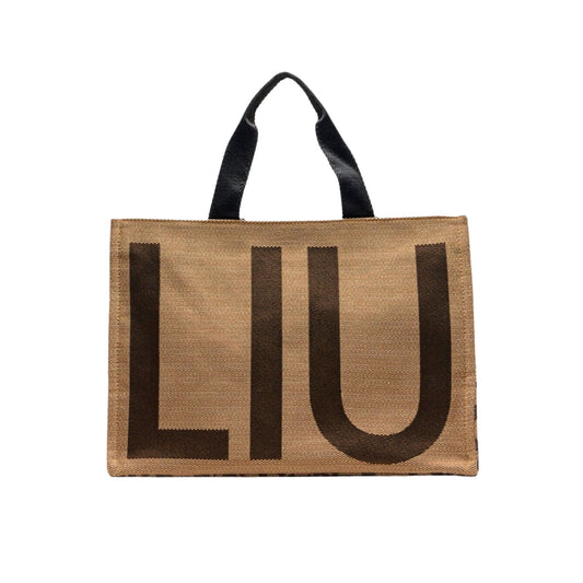 Borsa tote marrone con stampa animalier