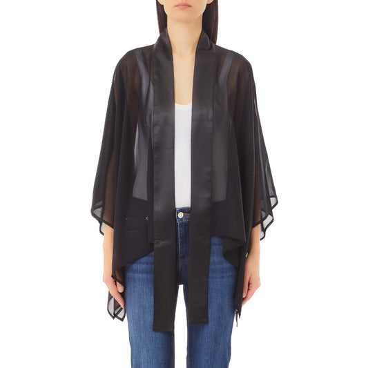 Poncho Donna Velato Nero modella frontale