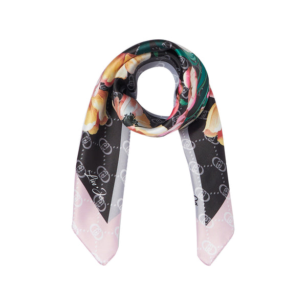 Foulard Donna Nero con angolo floreale