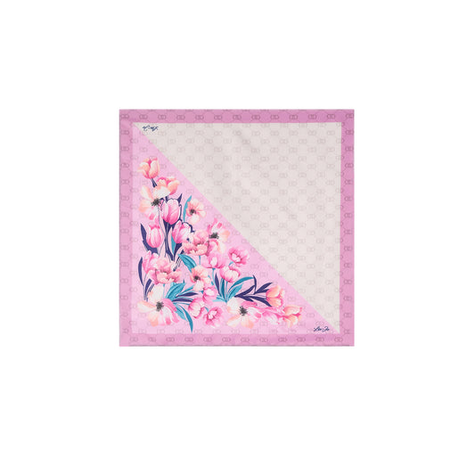 Foulard Donna Rosa con angolo floreale