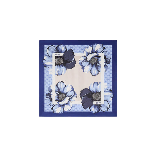 Foulard Donna in tessuto blu a fiori