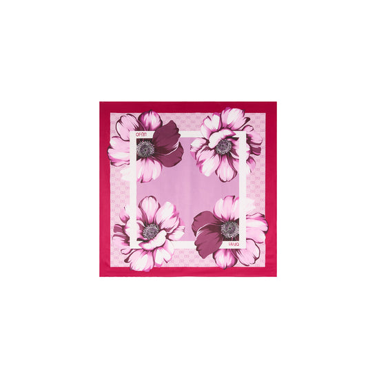 Foulard Donna in tessuto rosa a fiori